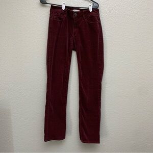 Loft Women’s Red Wine Curvy Straight Corduroy Pants Size 26